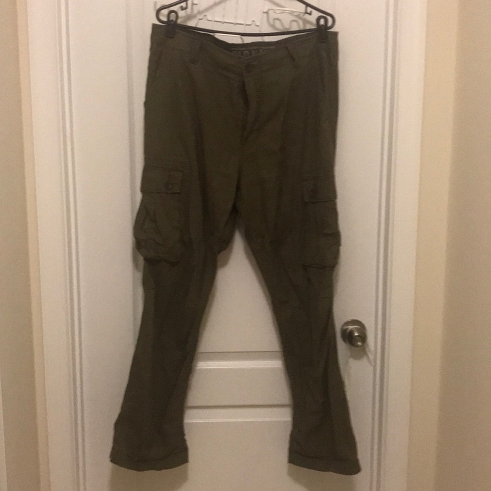 Linen cargo pants dark green